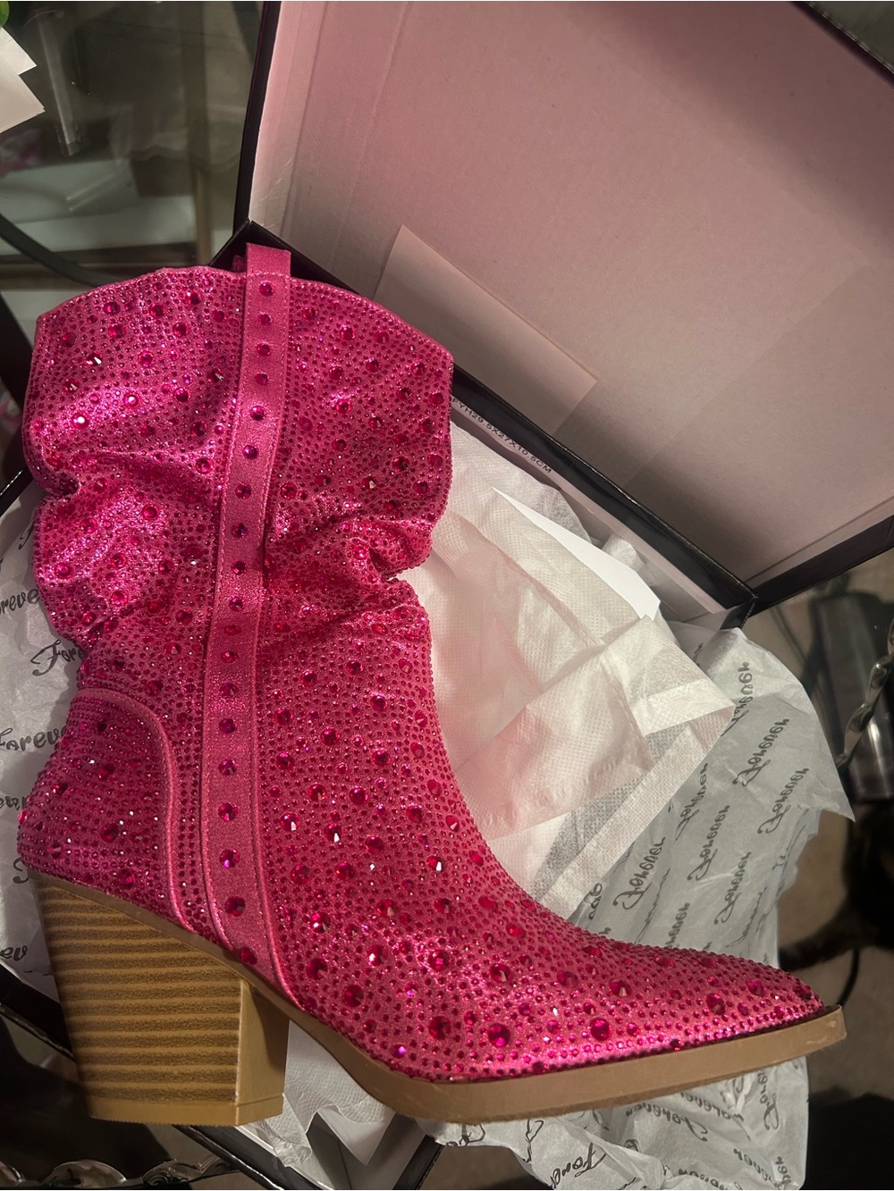 Women's Hot Pink Rhinestone Western Boots